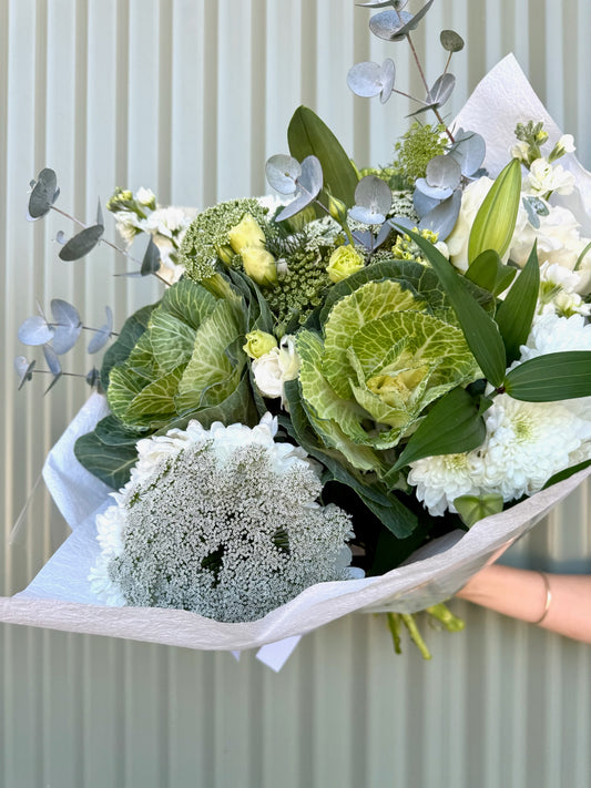 $50 Seasonal Posy - White & Green