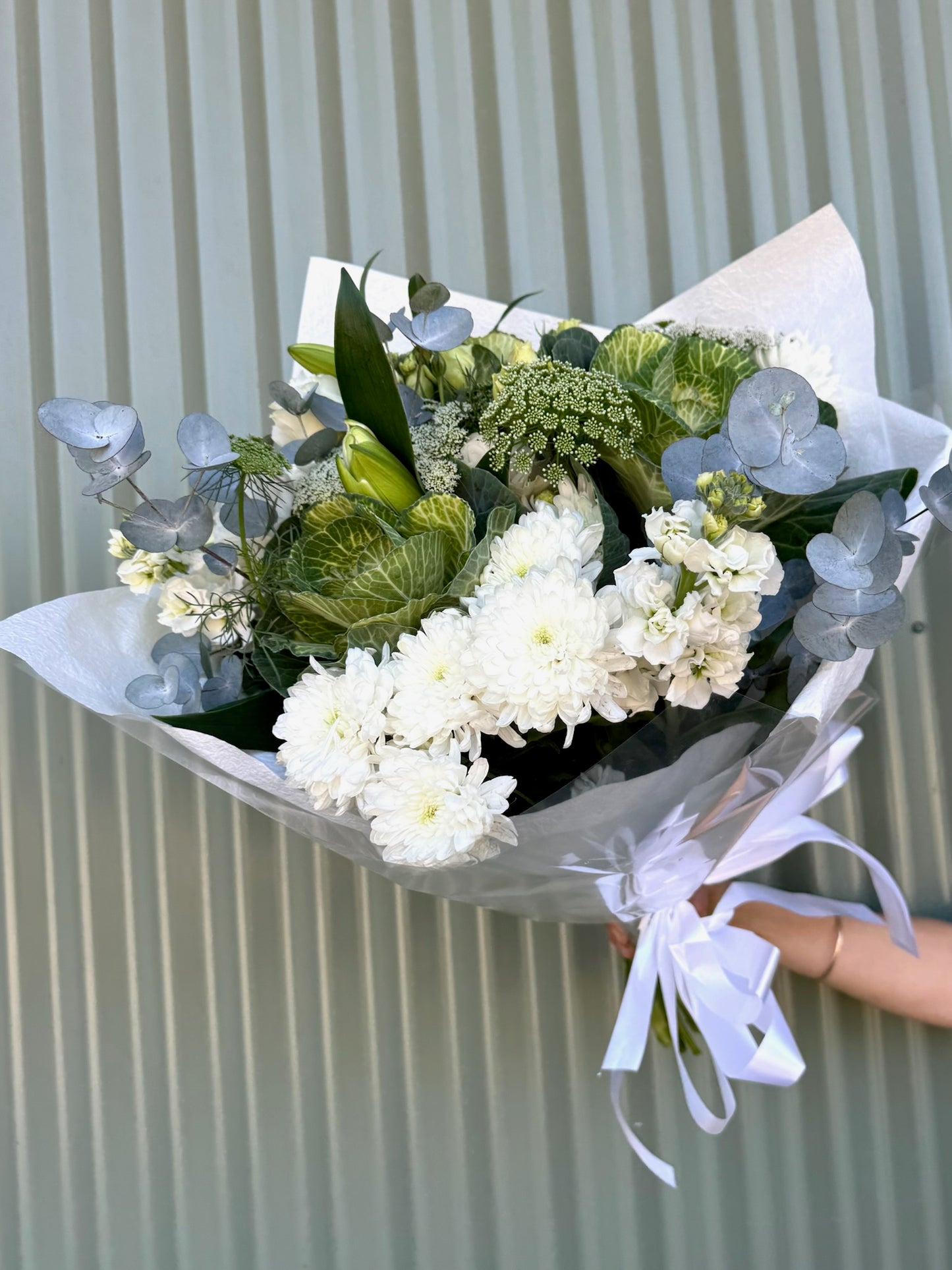 $50 Seasonal Posy - White & Green
