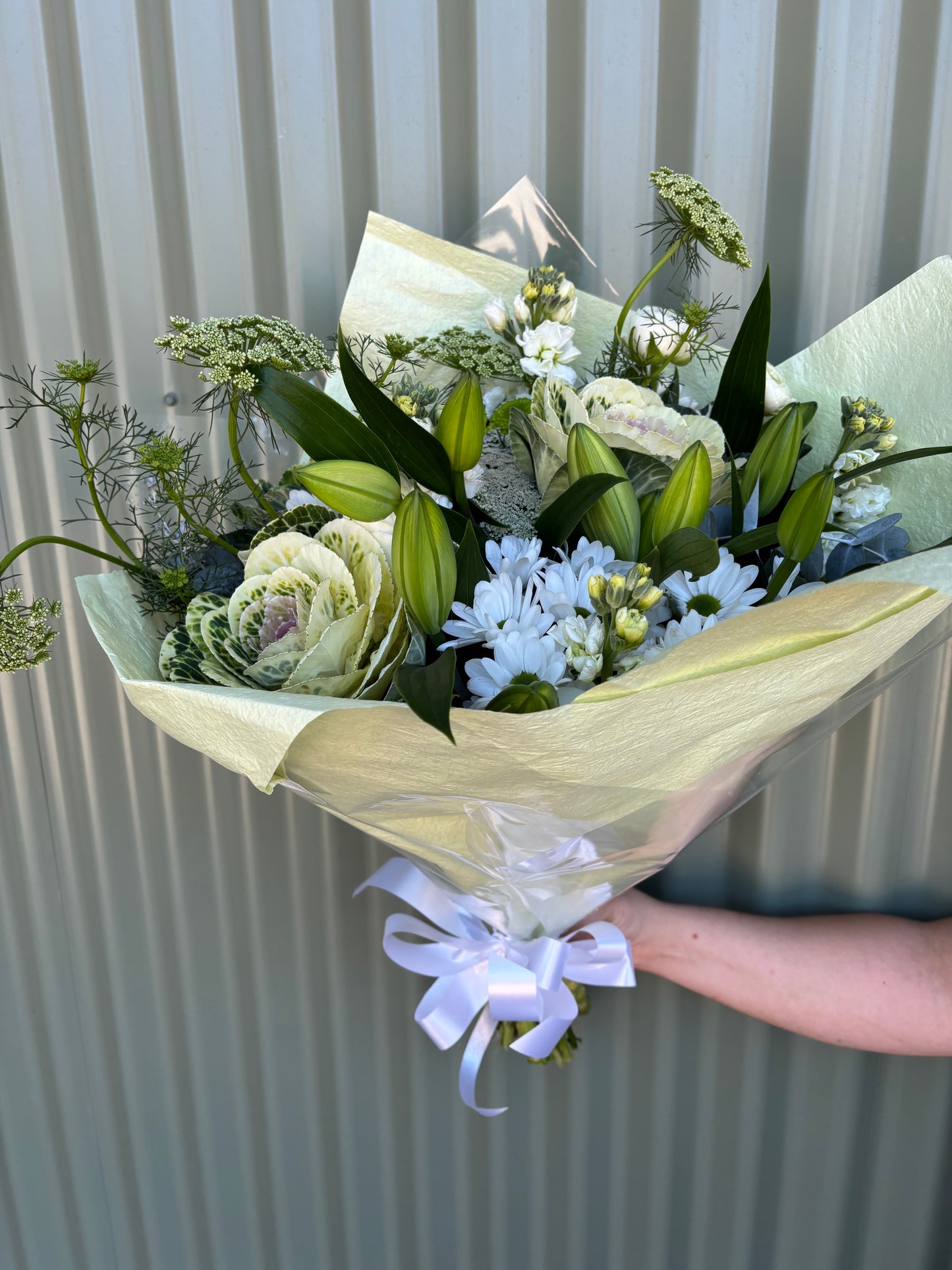 $50 Seasonal Posy - White & Green