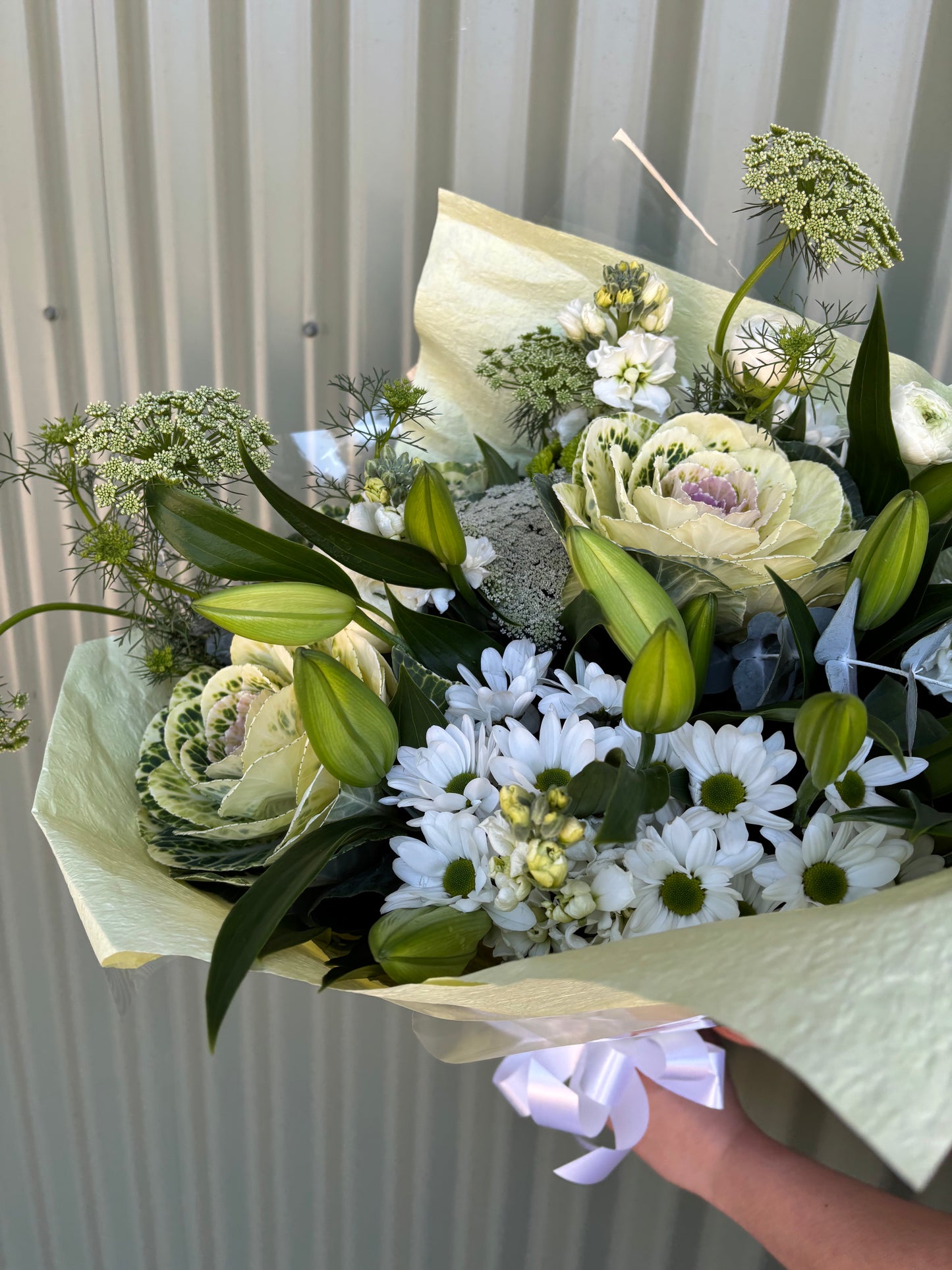$50 Seasonal Posy - White & Green