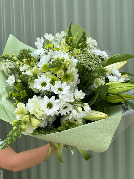 $50 Seasonal Posy - White & Green