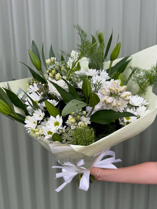 $50 Seasonal Posy - White & Green